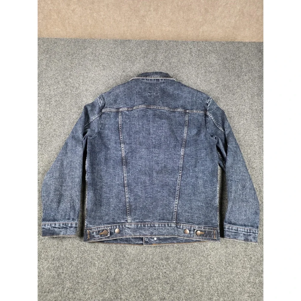 VTG Wrangler Jacket Mens Medium Blue Denim Trucker Button Front Stretch MJM13IA